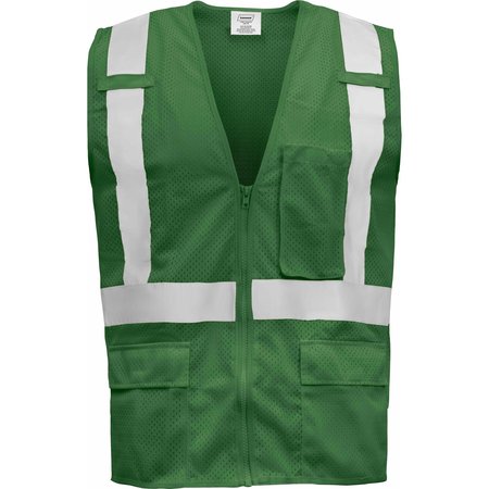 IRONWEAR Standard Safety Vest w/ Zipper & Radio Clips (Green/Large) 1284-GZ-RD-LG